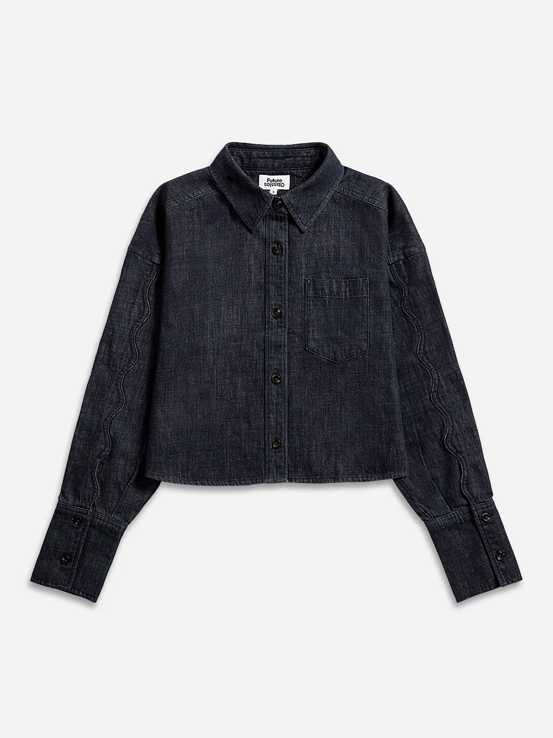 Motif Sleeve Denim Shirt