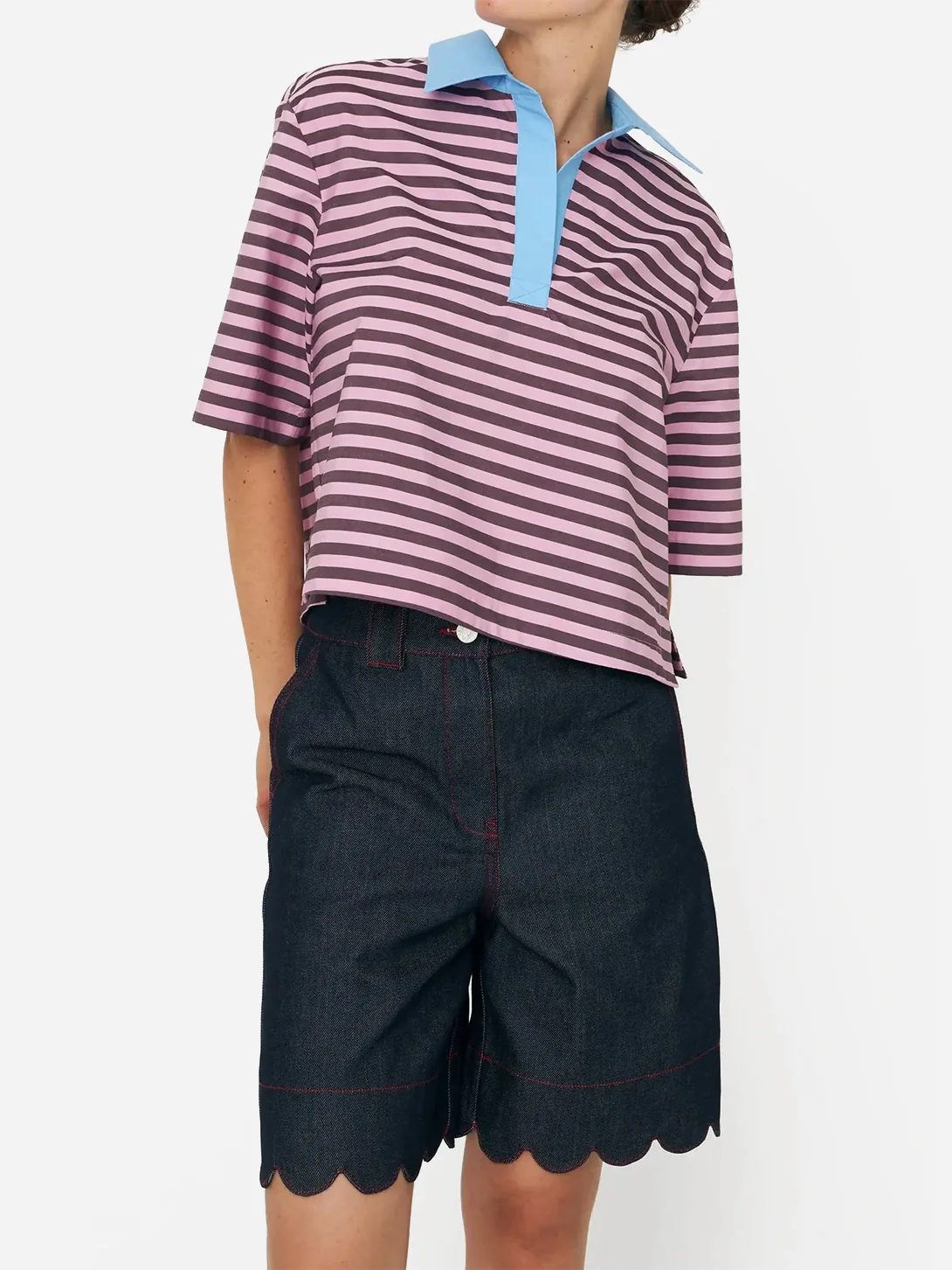 Unwashed Denim Scallop Shorts - Image 5