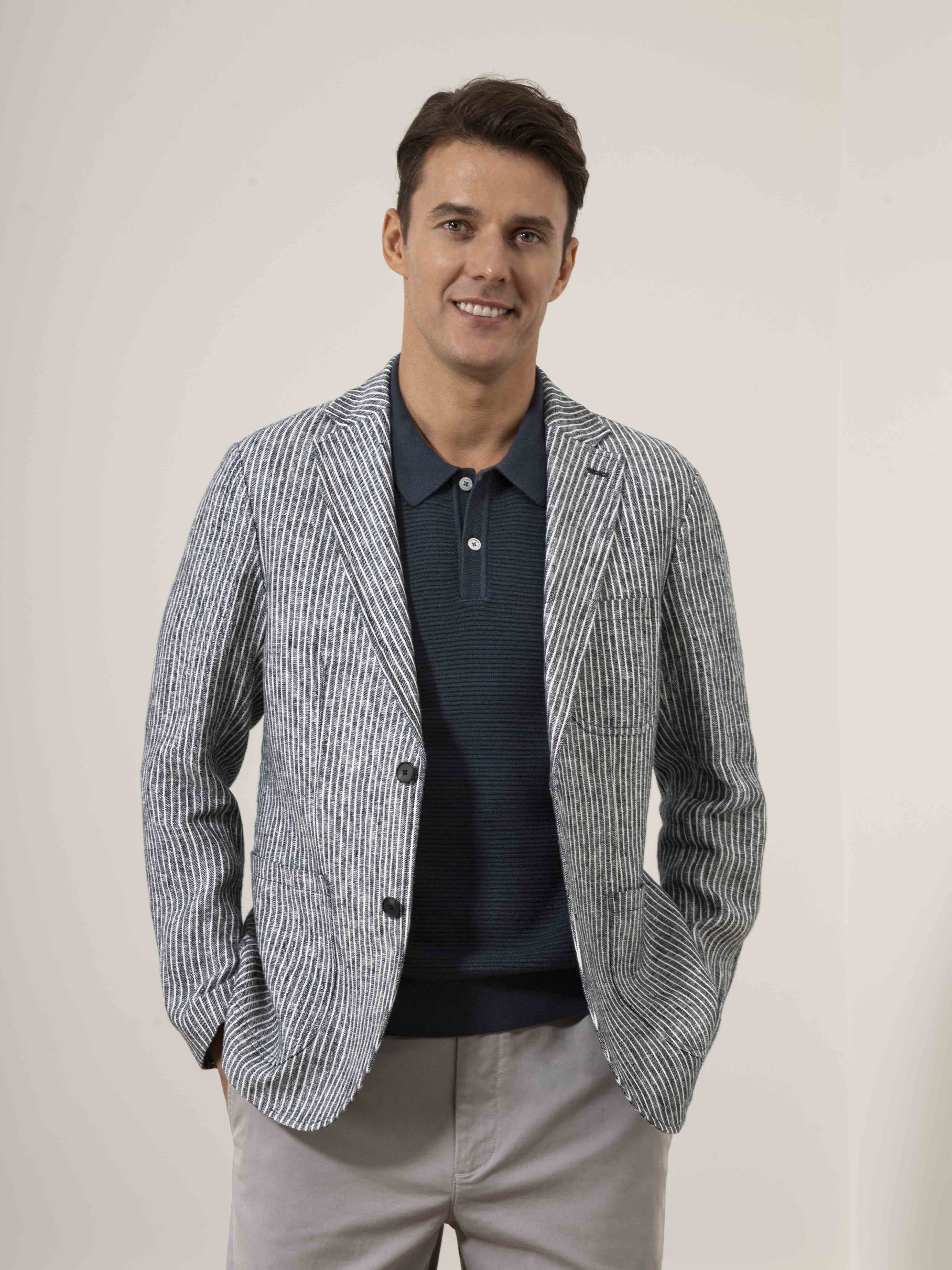 Perry Linen Stripe Blazer - Image 3