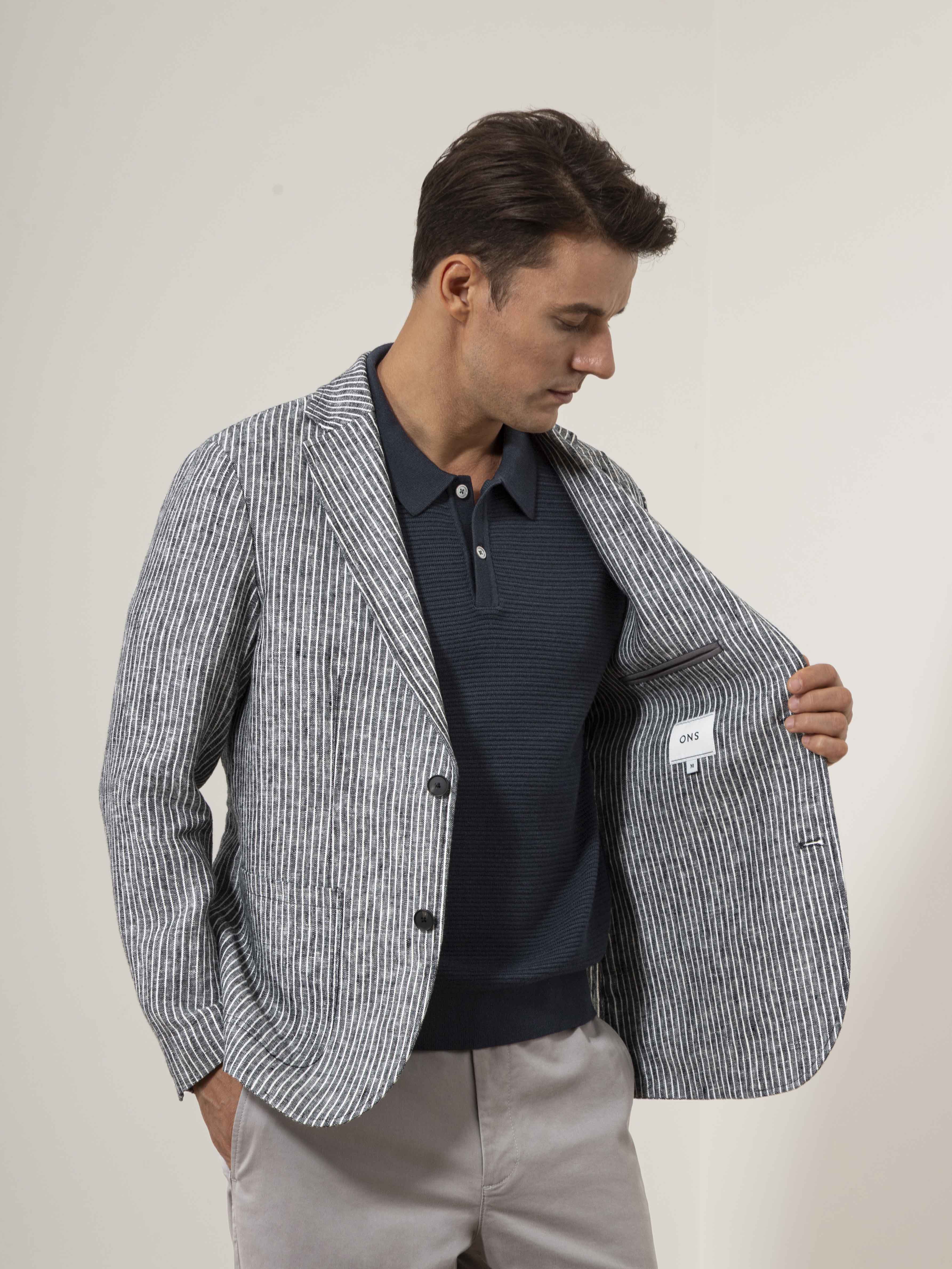 Perry Linen Stripe Blazer - Image 4